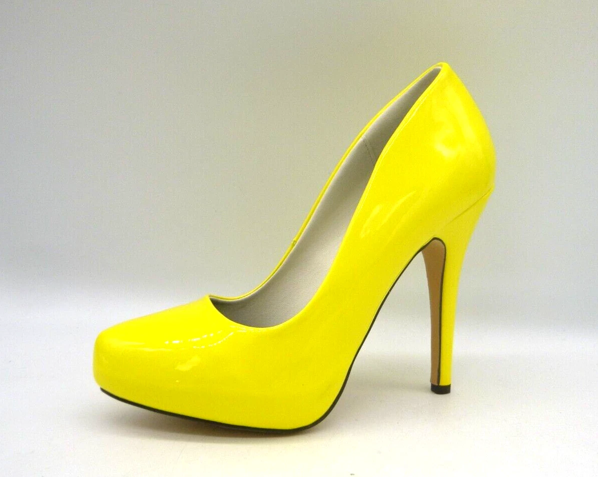 Michael Antonio Bright Yellow Synthetic Platform Pumps High Heels Size 7 M