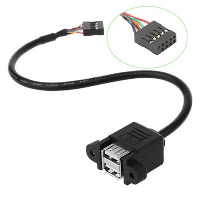 Q42C USB 9 pin Header auf 2X USB 2.0 A Buchse Verlängerungskabel 50 cm festbar 