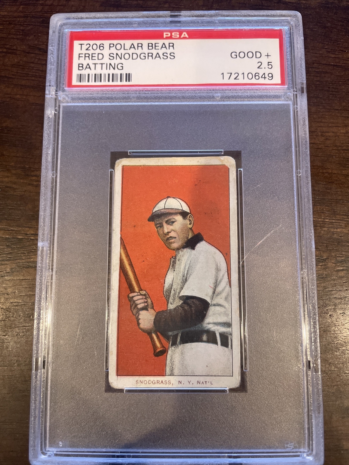 1909 T206 Fred Snodgrass Batting (Polar Bear) - PSA 2.5 Good+