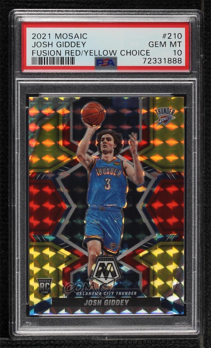 2021 Mosaic Choice Fusion Red & Yellow Prizm /88 Josh Giddey #210 Rookie RC 02ez