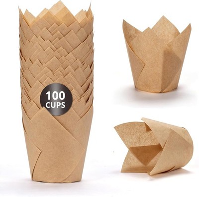 100pcs Tulip Cupcake Liners Extra Large Jumbo Muffin Liners Natural Parchment
