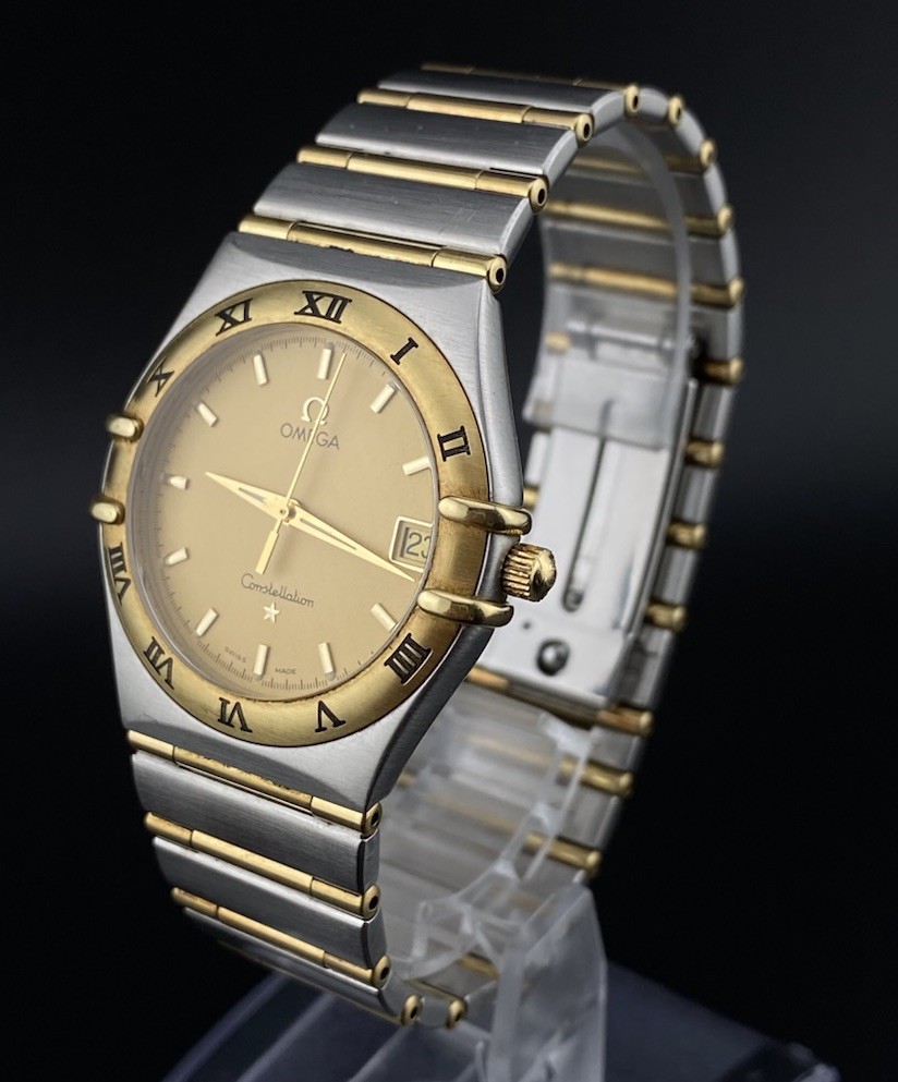 Vintage Omega Constellation 18K Gold Date Dial Mens St. Steel Elegant Watch image 7