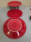 3 DINNER PLATES set lot scarlet red HOMER LAUGHLIN FIESTA WARE 10.5"