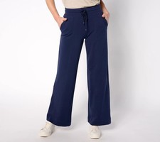 Denim  Co. Petite Active French Terry Wide Leg Pants Navy XXS New