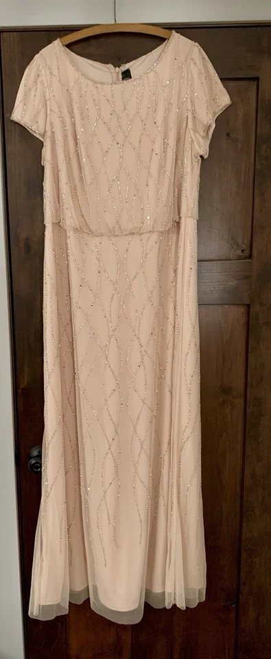 ✨ Adrianna Papell Beaded Gown – Style AP1E207607 – Size 18 – Blush – Worn Once ✨ - Image 3 of 3