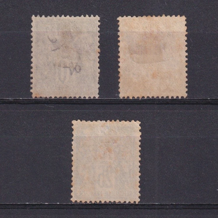 FRENCH MOROCCO 1891, Sc# 3-5, CV $28, part set, different type 10c, Used - Image 2 of 2