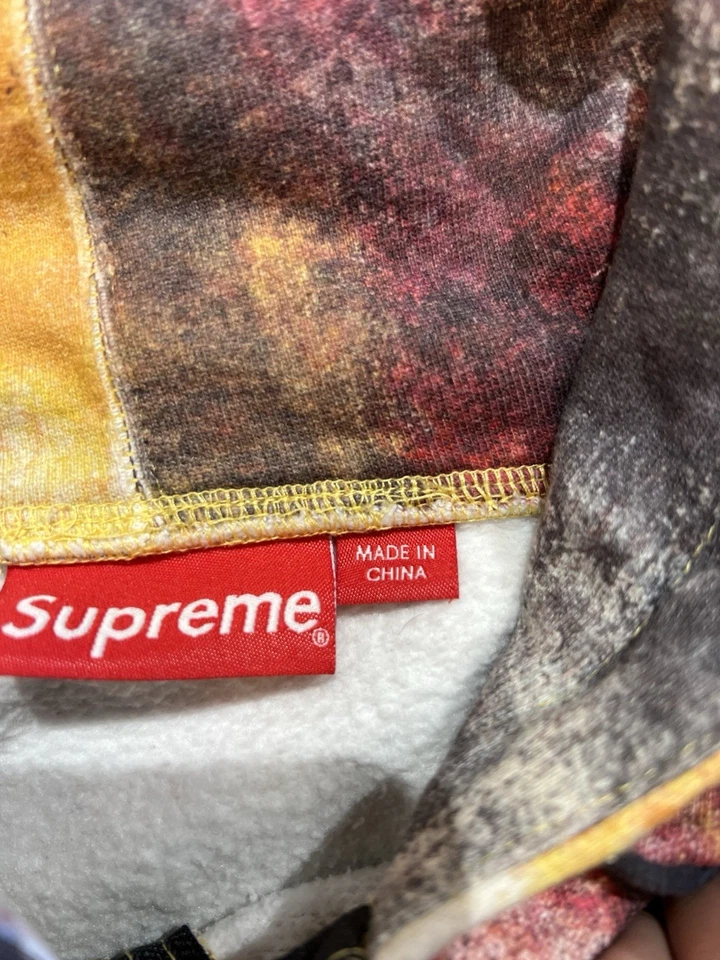 Sudadera con Capucha Supreme Fire Cremallera Grande Amarilla Roja Impresión Arte Abstracto Cremallera Completa Foto 3 de 4