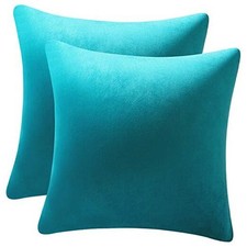 Throw Pillow Cases 18x18: 2 Pack Cozy Soft Velvet Square 18 x 18-Inch Turquoise
