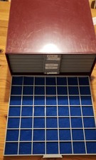 BEBA-Münzkasten, MINI-Kasten, 8 Schuber alle mit Filzeinlagen, Münzschatulle