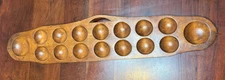 VINTAGE HAND MADE WOODEN PHILIPPINES MANCALA GAME BOARD