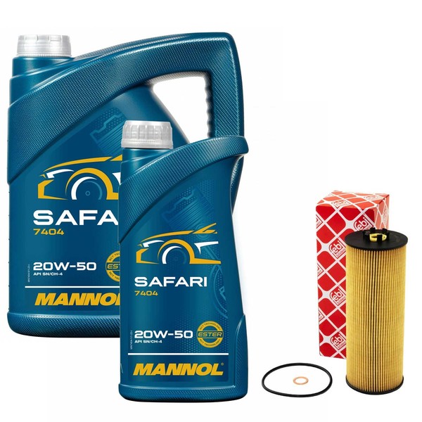 MotoröL Set Mannol 20W-50 API SN/CH-4 6 Liter + ÖLfilter FüR Audi A4 A6 Skoda VW-image