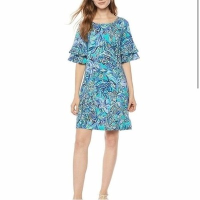 Lilly Pulitzer Lula Dress Bennet  Blue Sneak a Peak Dress