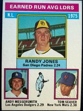 1976 TOPPS #201 RANDY JONES, ANDY MESSERSMITH, TOM SEAVER N.L. ERA LEADERS