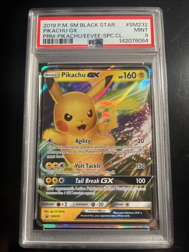 2019 Pokemon SM Black Star Promo #SM232 Pikachu GX PSA 9