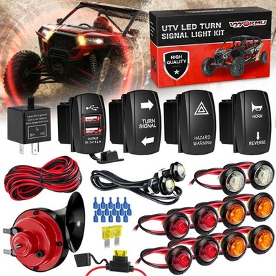 Universal UTV Turn Signal Kit with 110d Horn, 12V Blinker, Hazard Light, USB Rel