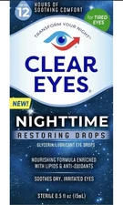 Clear Eyes Nighttime Restoring Eye Drops Nighttime Relief Dry Eye 0.5 Fl Oz 5/26