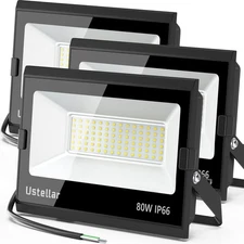 Ustellar 3 Pack 80W LED Flood Lights Outdoor Hard Wire 80W, Daylight white 