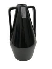 M&S X Kelly Hoppen Medium Angle Vase Black Glazed Ceramic New