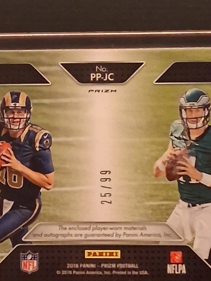 Panini Prizm Jared Goff/Carson Wentz 2016 #PP-JC parche doble automático radiocontrol plateado 25/99 Foto 3 de 4