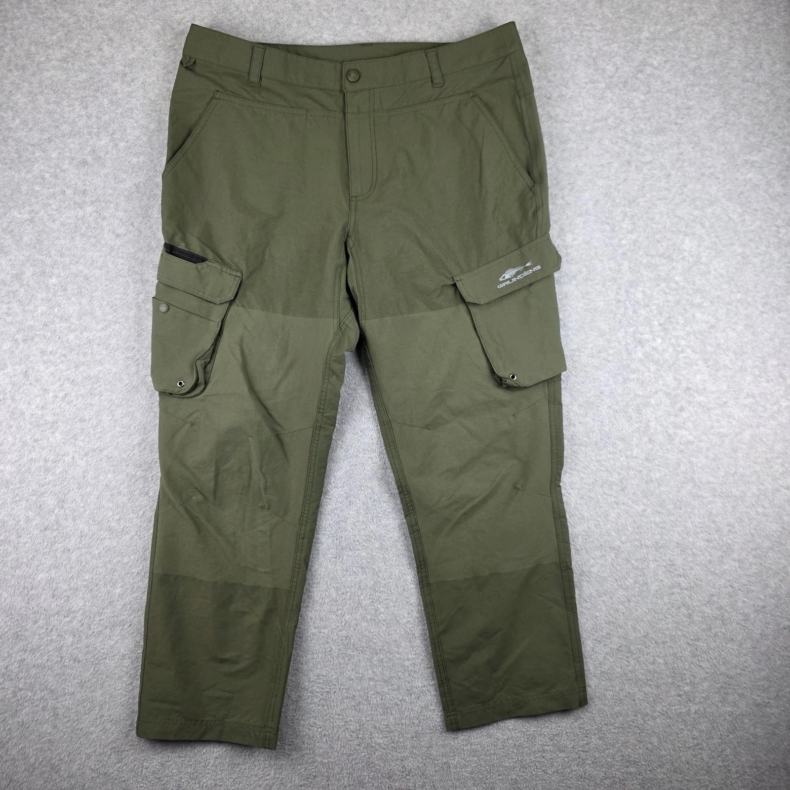 Grundens Cargo Pants Mens 38x28 Green Tapered Stretch Fishing Hiking Outdoor
