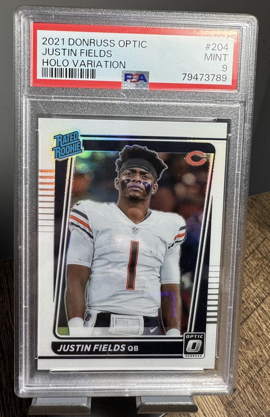 Justin Fields PSA 9 Rated Rookie RC Holo Variation 2021 Donruss Optic Bears