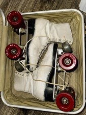 Snyder's Super Deluxe White High-Top Quad Roller Skates Size 5 w/ Case