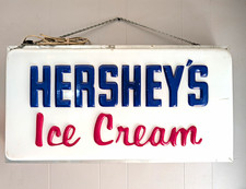 Hershey's Ice Cream Advertising Sign Plaque White Blue Pink.