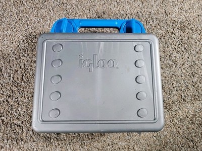 Vtg Locking Igloo Lunch Box Kit Compartments Silver Blue USA Made 1995