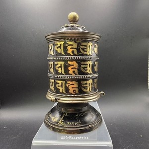 VTG Brass Tibetan Buddhist Handcrafted Spinning Prayer Wheel Table Stand Nepal