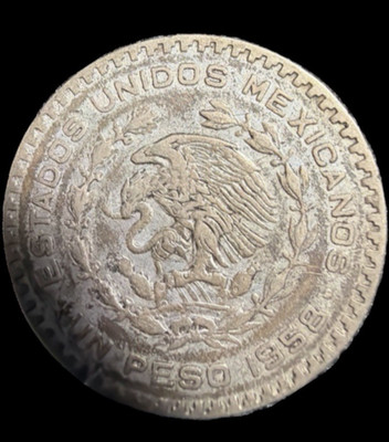 1958 Mexico Circulated Silver One Peso Coin #2