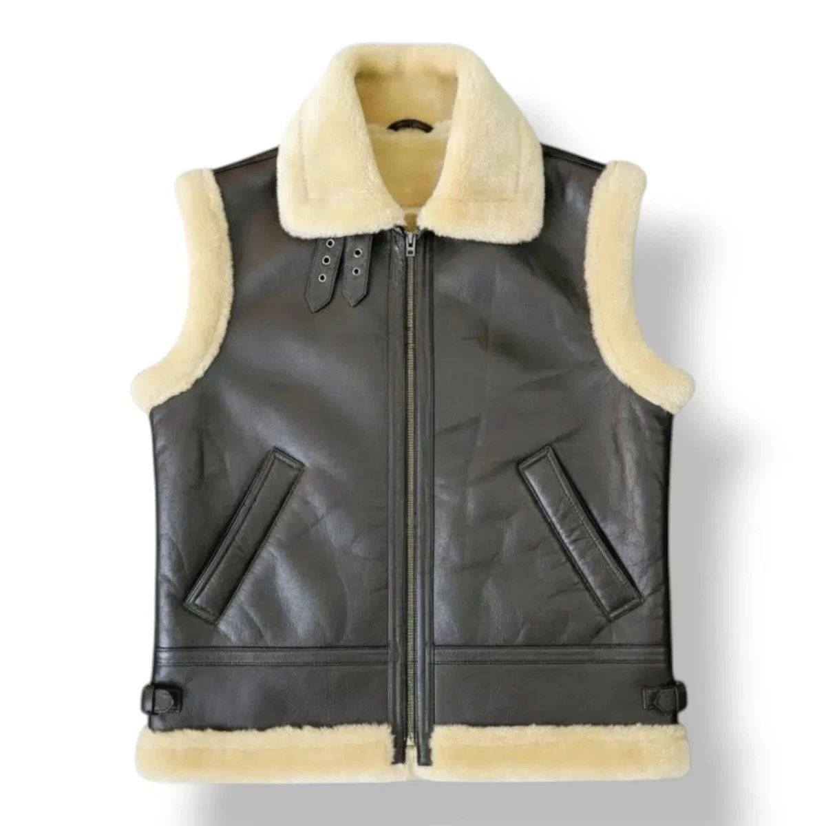 Gilet De Peau Reversible Karl Donoghue - Taille S-M, Gris, Neuf Avec étiquettes, Style Casual Chic