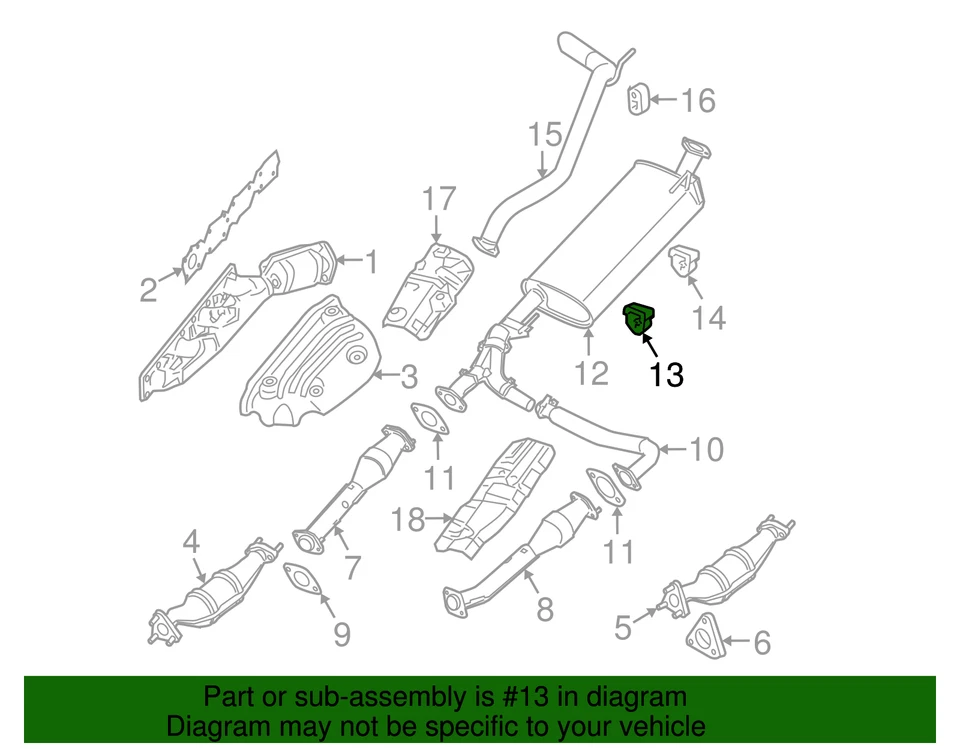 Silenciador y montaje de tubo genuino Nissan 20651-EA010 Foto 3 de 3