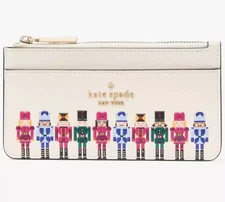 Kate Spade Nutcracker Large Slim Cardholder Wallet KJ071 NWT Meringue White 149$