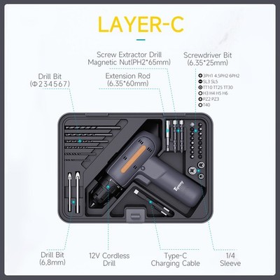 Power Tools Combo Kit With 12V Cordless Drill STACKABLE TOOL KIT R10