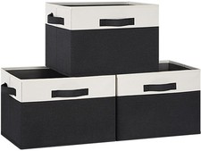 GhvyenntteS Large Storage Baskets for Shelves 3 Pack, Collapsible Fabric Stor...