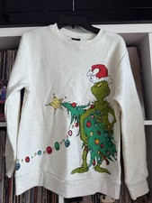 NEW KIDS DR. SEUSS ENTERPRISES IVORY GRINCH CHRISTMAS SWEATSHIRT SIZE L