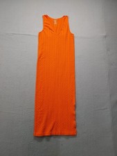 Ellie And Kate Women Midi Dress One Size Orange Sleeveless Cable Knit Beach Boho