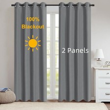 2pcs Blackout Curtains 100 Light Blocking Coated Lining for Bedroom Living Room