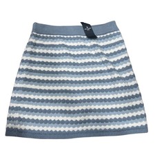 Abercrombie Kids Blue White Striped Knit Scalloped Mini Skirt Girls 13/14 NWT