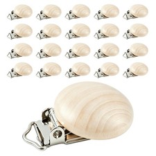 20 Pack Wood Pacifier Clips Hardware Supplies DIY Toy Suspender Clip Ends for...