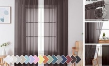 Sheer Curtains 84 Inches Long, Light 42"W x 84"L Pack of 2 Chocolate