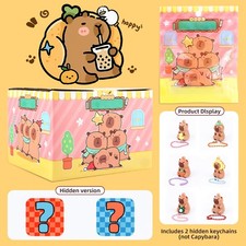 32PCS Capybara Keychain Blind Box Cute Doll Pendant Car Backpack Key Ring Gift