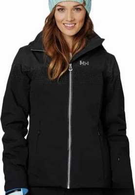 NWT Helly Hansen Motionista Lifaloft Ski Jacket Womens Sz Large Black Waterproof