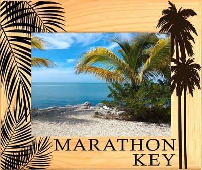 Marathon Key Laser Engraved Wood Picture Frame Landscape (5 x 7)