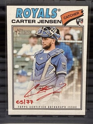 2026 Topps Heritage Carter Jensen #ROA-CJ Real One Red Auto /77 RC Royals