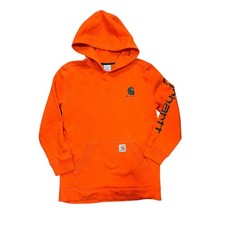 Kids Carhartt Orange Hoodie Pullover Sweatshirt Logo Size L 14-16 A4