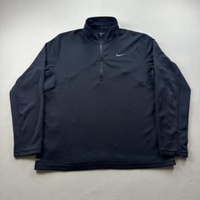 Nike Dri-Fit Shirt Mens Large Black Running Pullover Layer Sportswear 1/2 Zip
