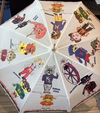Vtg 90s Austin American Statesman Big 12 College Mascots Color Umbrella