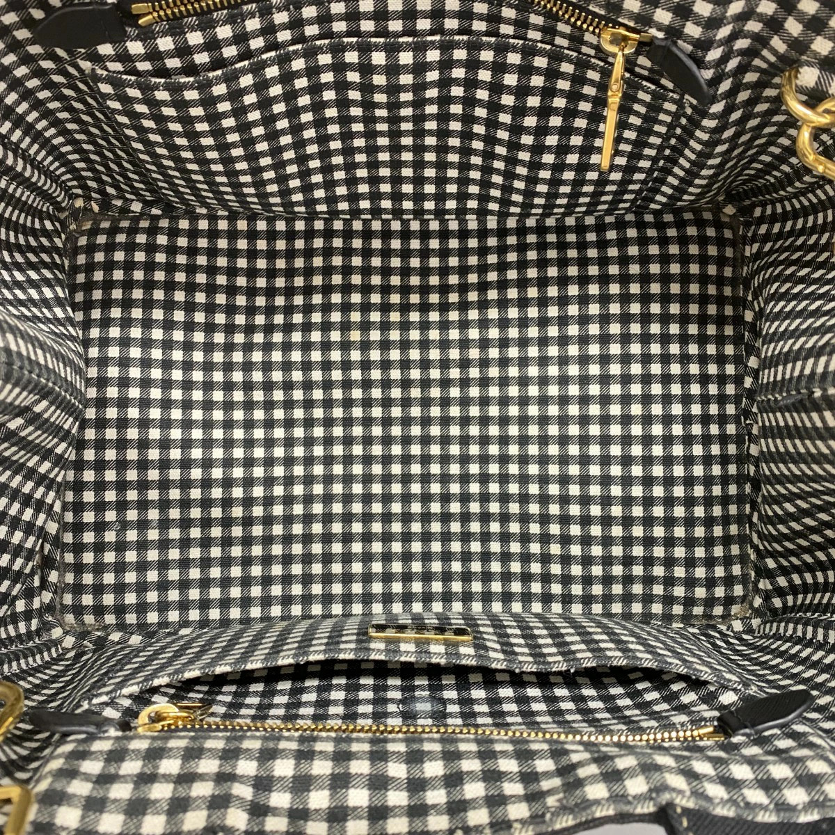 Prada Canapa 2way Tote Bag Black Canvas Gold Trim Vintage Authentic thumbnail 4