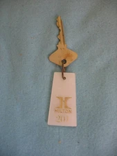 Vintage Hotel Key Fob & Key Hilton Hotel Bakersfield California Room #201